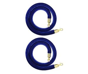 2 Pièces Corde de Velours Bleu,Corde de Barrière de Contrôle des Foules avec Mousquetons Poteaux de Guidage Contrôle des Foules,pour Hôtel Théâtre,Ne Pas Inclure Le Poteau de Poteau(Size:4.9ft/150cm)