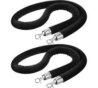 2 Pièces Corde De Velours Noir pour L’église Tapis Rouge, 4 Pieds 5 Pieds 6 Pieds 8 Pieds Ligne VIP De Corde De Poteau, Corde De File D’Attente De Contrôle, Silver Hook, 1.2m/4ft/47in
