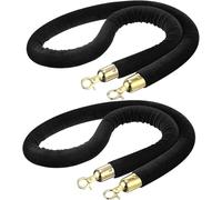 2 Pièces Corde De Velours Noir pour L’église Tapis Rouge, 4 Pieds 5 Pieds 6 Pieds 8 Pieds Ligne VIP De Corde De Poteau, Corde De File D’Attente De Contrôle, Gold Hook, 1m/3.3ft/39in
