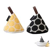 2 Pièces Coton Doublure Manique de Cuisine, Broderie à la Main Petit Gants de Cuisine, Gants de Four Antidérapants Résistants à la Chaleur, Postuler à pour Gril, Cuire(Jaune, Noir)