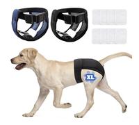 2 Pièces Couche pour Chien Femelle, Culotte Chiennes Chaleurs, Couches avec 8 Serviettes Hygiéniques, Noir et Bleu, Taille XL