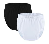 2 Pièces Couches de Bain Réutilisables Besoins Spéciaux Tirer Sur Des Couvre-Couches pour Adultes Imperméables et étanches Pantalons en Plastique Unisexe(Black+White,Large)