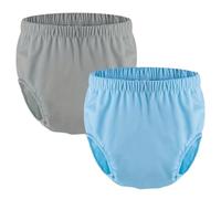 2 Pièces Couches de Bain Réutilisables Besoins Spéciaux Tirer Sur Des Couvre-Couches pour Adultes Imperméables et étanches Pantalons en Plastique Unisexe(Gray+Blue,Large)