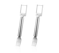 2 pièces coupe-fourchette à fruits, outil de découpe de pastèque, coupe-fourchette à fruits à double extrémité, trancheuse de melon, fourchette à découper, diviseur en acier inoxydable