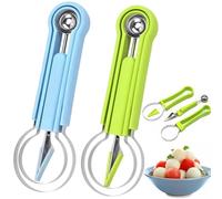 2 Pièces Coupe Pasteque, 3 en 1 Coupe Pasteque et Melon, Coupe Melon, Multifonctionnel Coupe Pastèque 3 en 1 Convient pour Couper la Pastèque, la Mangue, le Fruit du Dragon (Vert + Bleu)
