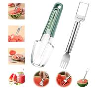 2 Pièces Coupe Pastèque, Coupe Melon en Acier Inoxydable Fourchette à Fruits, Nouveau 2024 Outil de Coupe de Fourche de Melon d'eau, Fourchette à Fruits d'été pour Pastèque