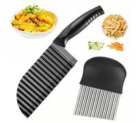 2 Pièces Coupe Patate en Acier Inoxydable, Coupe Frite Ondulée, Durable Coupe Legume Ondulé, Couteau Ondulé, Coupe Frite Ondule pour Coupe Pommes de Terre, Légume, Carotte, Oignon, Concombre