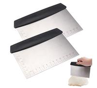 2 Pièces Coupe Pate Inox,16 cm Grattoir à Pâte en Acier Inoxydable,Coupe-Pâtes avec échelle et Poignée,Grattoir à Patisserie Spatules à Pâte,Racloir Cuisine,Grattoir D'établi pour Pain,Pizza,Gâteaux