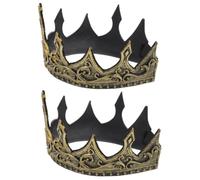 2 Pièces Couronne de Roi Médiévale PU pour Hommes, Simple, Stable | Couronne Décorative Rétro, Ne Tombe Pas Facilement, pour Anniversaires et Halloween, Style Sobre