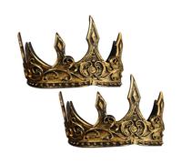 2 Pièces Couronne du Roi Médiévale pour Homme en Mousse Pu Souple | Aspect Texturé Café, Finition Soignée, pour Fêtes et Costumes Halloween