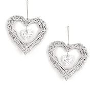 2 Pièces Couronne en Rotin Cœurs Décoratifs, Rotin Suspendus de Cœur Forme, Suspendre Couronne en Rotin, Couronne en Osier en Forme de Cœur, Convient pour Mariage, Décoration de Tenture Murale