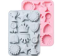 2 pièces couronne moule en silicone couronne moule fondant cadre photo moule en silicone cadre vintage moule fondant pour DIY topper décoration de gâteaux sucre chocolat biscuits Fimo et projets d'art