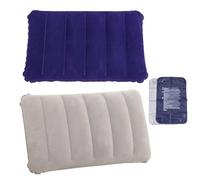 2 Pièces Coussin de Plage Gonflable,Coussin de Voyage,Plage Oreiller,Voyage Léger Portable Flocage Coussin d'air Oreiller,Convient aux Voyages en Plein air et à la randonnée (Bleu + Gris)