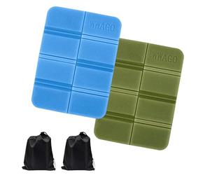 2 Pièces Coussin en Mousse Pliable Extérieur,Coussins de Siège Pliable avec Sacs de Rangement,Mini Tapis de Sol Camping Isolant,Étanche Tapis Thermique pour Camping Randonnée Pique-Nique (Vert,Bleu)