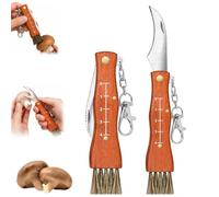 2 Pièces Couteau Champignon(4CM), Brosse Intégrée, Liner Lock, Pour Camping