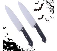 2 Pièces Couteau d'Halloween avec du Sang 30.5cm, Couteau Horror Sanglant Réaliste et Effrayant pour Déguisement, Cosplay et Décoration de Fête, Style Scream (sans tache de sang)