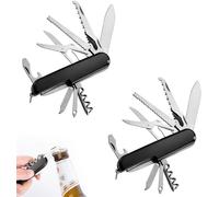 2 Pièces Couteau Multifonction Couteau Poche Couteau Suisse Couteau De Poche Suisse,Léger,Multitool,11 Fonctions,Tire Bouchon,Grand Lame,Ouvre Boite¿Noir¿