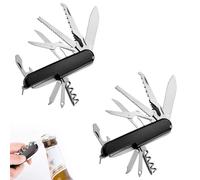 2 Pièces Couteau multifonction Couteau poche Couteau suisse Couteau de Poche Suisse, Léger, Multitool, 11 Fonctions, Tire Bouchon, Grand Lame, Ouvre Boite（Noir）