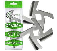2 Pièces Couteau pour Hachoir a Viande Electrique Ø47,6 mm en Acier Inoxydable avec Code Original AMM12C-180 pour Panasonic - Garantie de 5 Ans - ONIX TECH