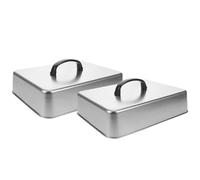 2 Pièces Couvercle de Barbecue Rectangulaire en Acier Inoxydable | Cloche Alimentaire Inox, Poignée Résistante à Chaleur, Format 11x8,6x4,3 Pouces, Argenté