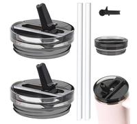 2 Pièces Couvercle Stanley Cup Etanche, Stanley Cup Accessoires, 40 Oz Tumbler Flip Straw, Stanley Cup Couvercle Remplacement, Reusable Tumbler Accessory Avec 2 Pièces Paille (2 pièces Noires)