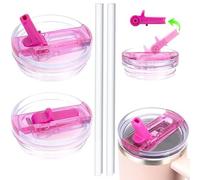 2 Pièces Couvercle Stanley Cup Etanche, Stanley Cup Accessoires, 40 Oz Tumbler Flip Straw, Stanley Cup Couvercle Remplacement, Reusable Tumbler Accessory Avec 2 Pièces Paille (2 Pièces Rose)