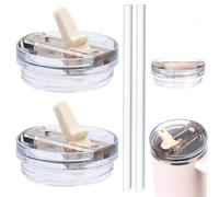 2 Pièces Couvercle Stanley Cup Etanche, Stanley Cup Accessoires, 40 Oz Tumbler Flip Straw, Stanley Cup Couvercle Remplacement, Reusable Tumbler Accessory Avec 2 Pièces Paille (2 Pièces Blanches)