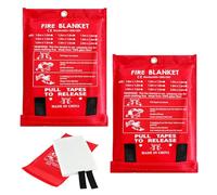 2 Pièces Couverture Anti-Feu, 1.2m*1.2m Couverture Anti-Incendie, Couvertures Anti-Feu De Cuisine, Couverture Anti-Feu en Fibre De Verre pour Les Feux De Graisse, Cuisine, Voiture, Caravane, Etc
