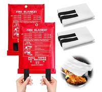 2 Pièces Couverture Anti-Feu, 1.2m*1.2m Couverture Anti-Incendie, Couvertures Anti-Feu De Cuisine, Couverture Anti-Feu en Fibre De Verre pour Les Feux De Graisse, Cuisine, Voiture, Caravane, Etc