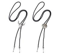 2 Pièces Cravate en Cuir Bolo, Colliers de Cravate pour Homme, Crâne de Vache, Étoile des Rangers, Western Cowboy Bolo Cravate, Costumes Accessoires Réglable pour Hommes Femmes