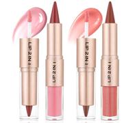 2 Pièces Crayon à Lèvres et Rouge à lèvres, Duo Levre 2-en-1 Crayon mat + Gloss hydratant, Maquillage Ombré Brillant Longue Tenue et Waterproof pour Femme, Convient à Toutes Les Carnations (#4+5)