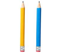 2 Pièces Crayons Géants en Bois, 33,5 cm Crayons Surdimensionnés avec Capuchon et Gomme, Gros Crayon Drôle Extra Énorme Crayon Nouveauté pour Enfants École Maison Bureau Cadeaux de Fête (Jaune, Bleu)