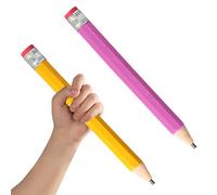 2 Pièces Crayons Géants en Bois, 33,5 cm Crayons Surdimensionnés avec Capuchon et Gomme, Gros Crayon Drôle Extra Énorme Crayon Nouveauté pour Enfants École Maison Bureau Cadeaux de Fête (Jaune, Rose)