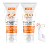 2 Pièces Creme Solaire SPF 100, avec Manchons En Soie Glacée, Sunscreen SPF 100, Moisturising Sun Protection Cream, Résistant à l'eau, Respirant, Convient à Tous Les Types de Peau