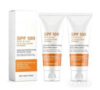 2 PièCes Creme Solaire,SPF 100 Protection Contre Les Uva/Uvb, RéPare Les Coups De Soleil Et Combat Le Vieillissement Cutané, Texture LéGèRe Et Non Grasse, Convient Aux Femmes