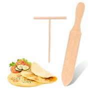 2 Pièces Crêpes Kit,Crêpes Distributeurs,Crêpes en Bois Spatule,Spatule Crepe,Étaleur de Pâte,Etaleur Crepe Épandeur,Crepiere Râteau,Outil Applicateur de Spatule,Outil pour Étaler les Crêpes