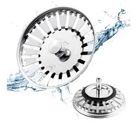 2 Pièces Crépine d'évier de Cuisine, Filtre Évier Cuisine, Bouchon Evier Cuisine Inoxydable, Bonde à Panier Filtre Evier, Panier à Tamis pour Évier, pour Cuisine et Salle de Bain Diamètre 84mm.