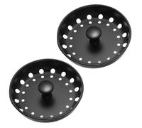 2 Pièces Crépine D'évier Poignée, Bonde Standard 3,5 Pouces | Bouchon à Double Usage, Acier Noir, Cuisine et Vaisselle, Installation Rapide, Usage Domestique Solide