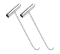 2 Pièces Crochet de Regard Robuste en Fer Galvanisé, Outil Compact