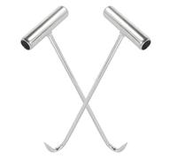2 Pièces Crochet de Regard Robuste T, Fer Galvanisé, Outil de