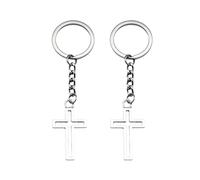 2 Pièces Cross Pendant Kischain, Simple Clés De Trousseau, Porte-Clés Personnalisé, Porte-Clés Cadeau, Porte-Clés en Métal.