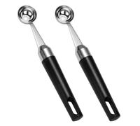 2 Pièces Cuillère à Boule de Glace en Acier Inoxydable ABS Noir | Poignée Ergonomique, Trou Suspendre, Nettoyage Facile, pour Salade et Purée, Café et Dessert