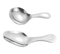 2 Pièces Cuillère à Dessert Argenté Petite en Acier Inoxydable 304 | Cuillère à Pudding Ménagère, Tête Arrondie, Facile à Nettoyer, pour Yaourt, Thé Cuisine