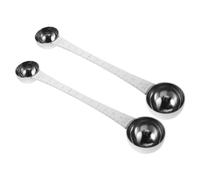 2 Pièces Cuillère à Expresso en Acier Inoxydable à Double Tête | Mesurette pour Café et Thé, Design Double Face, Usage Poudre, Finition Argentée, Outil Polyvalent
