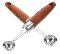 2 Pièces Cuillère à Melon en Acier Inoxydable et Bois | Usage la Cuisine, Coupe la Glace Dure, Nettoyage Facile, Prise Ergonomique, pour Sorbet et Dessert