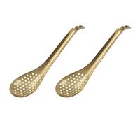 2 Pièces Cuillère à Passoire en Acier Inoxydable Doré | Ustensile Cuisine Inox, Usage la Cuisine Moléculaire, Lot de Deux Pièces, Format Pratique pour Raviolis