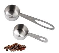 2 Pièces Cuillère Doseuse en Acier Inoxydable, 30 ml Cuillère à Doser pour Café Moulu, 10cm/ 14cm Long Manche Cuillère Doseuse à Café, pour Café Moulu, Thé en Vrac, Brewin et Poudre (Argent)