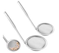 2 Pièces Cuillere Écumoire en Acier inoxydable avec Poignée, 34,5 cm/29 cm Fine Tamis Passoire Pot écumoire pour Retirer Mousse des Bouillons Ainsi que Filtrer l'huile Chaude