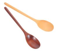2 Pièces Cuillère en Bois à Long Manche, Mélange et Service | Bois, Surface sans Bavure, Contact Sûr, pour Œufs, Poudres et Usage Quotidien Cuisine
