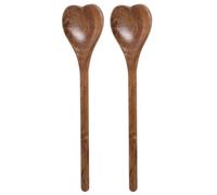 2 Pièces Cuillère Polie à Main, en Bois de Cœur, Multi-usage | Bois Lisse, Prise Ergonomique, Nettoyage Facile, pour Miel, Salade et Dessert, Petite Taille Pratique